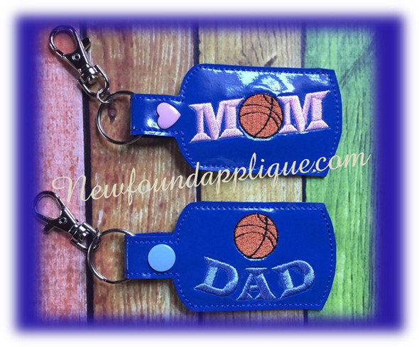 In The hoop Basketball MOM DAD Key Fob Embroidery Machine Design set