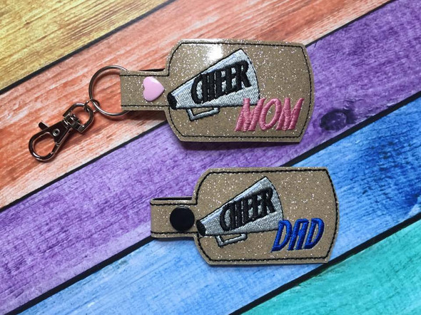 In the Hoop Cheer MOM, MUM,DAD Key Fob Embroidery Machine Design set