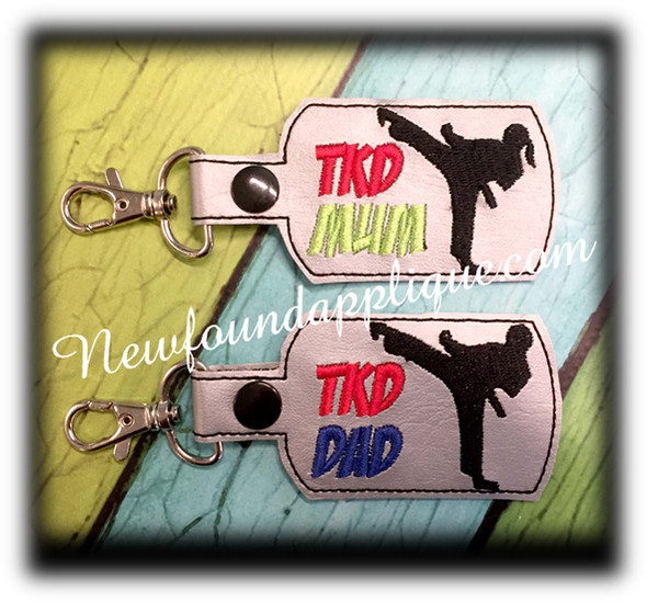 In The Hoop Taekwondo MOM, DAD, MUM Key Fob Embroidey Machine Design set