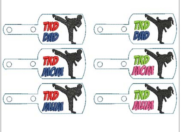 In The Hoop Taekwondo MOM, DAD, MUM Key Fob Embroidey Machine Design set