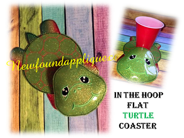 In The hoop Flat Turtle Coaster Embroidery Machine Design