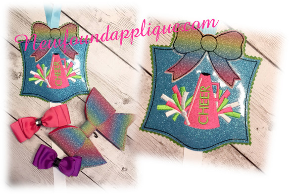 In the hoop Cheer Bow Holder Embroidery Machine Design