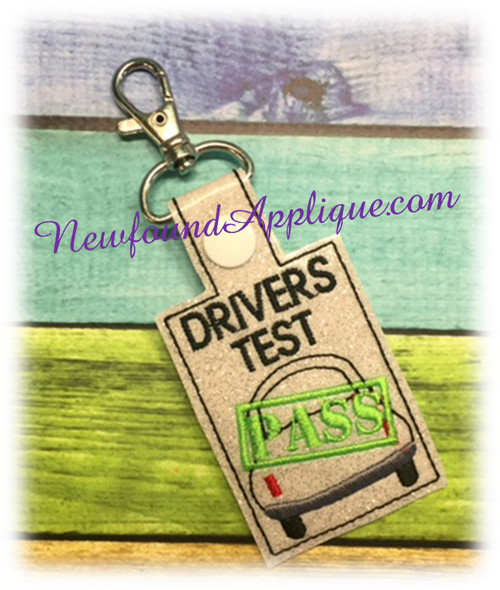 In the Hoop Driver Test Pass Key Fob Embroidery Machine Design
