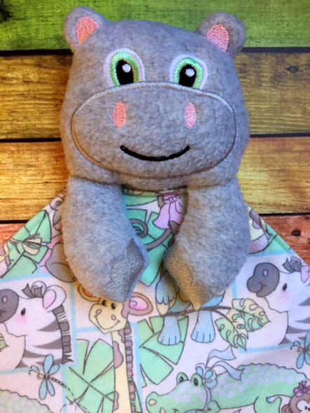 In The Hoop Hippo In A Blanket Embroidery/Sewing Machine Design