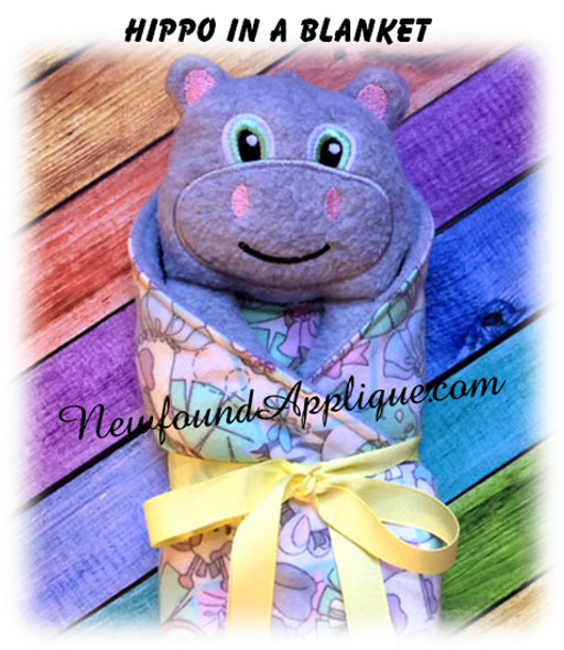 In The Hoop Hippo In A Blanket Embroidery/Sewing Machine Design