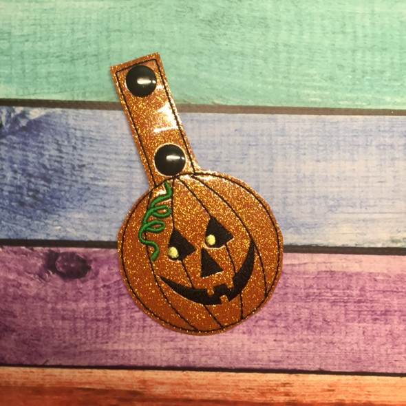 In the Hoop Jack O Lantern Pumpkin Key Fob Embroidery Machine Design