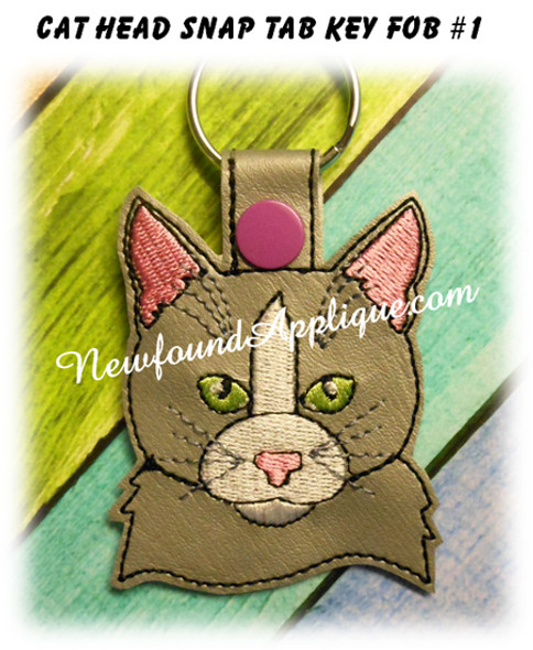 In the Hoop Cat Head Key Fob #1 Embroidery Machine Design