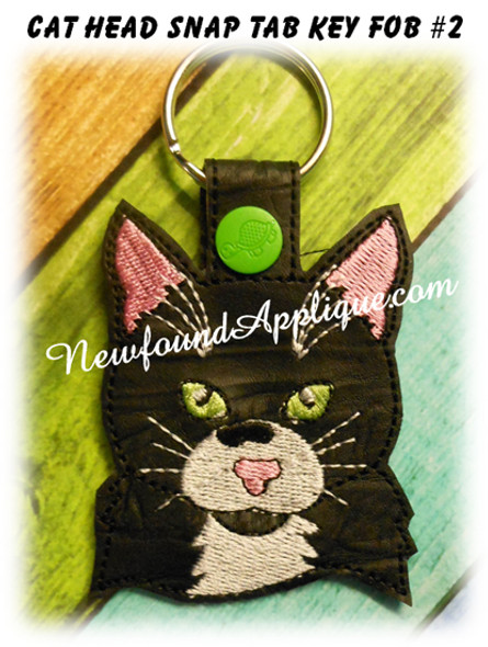 In the Hoop Cat Head Key Fob #2 Embroidery Machine Design