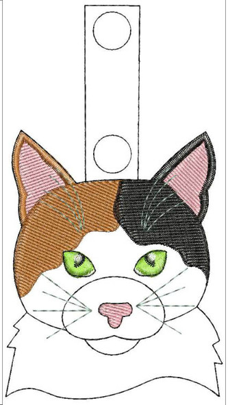 In the Hoop Cat Head Key Fob #3 Embroidery Machine Design