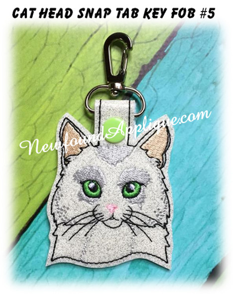 In the Hoop Cat Head Key Fob #5 Embroidery Machine Design