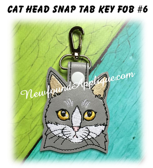 In the Hoop Cat Head Key Fob #6 Embroidery Machine Design