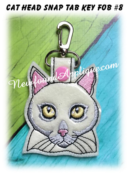 In the Hoop Cat Head Key Fob #8 Embroidery Machine Design
