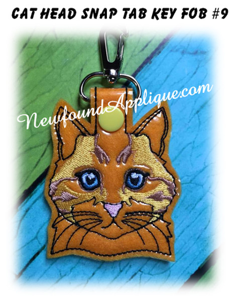 In the Hoop Cat Head Key Fob #9 Embroidery Machine Design