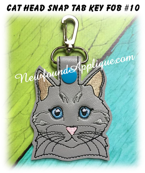 In the Hoop Cat Head Key Fob #10 Embroidery Machine Design