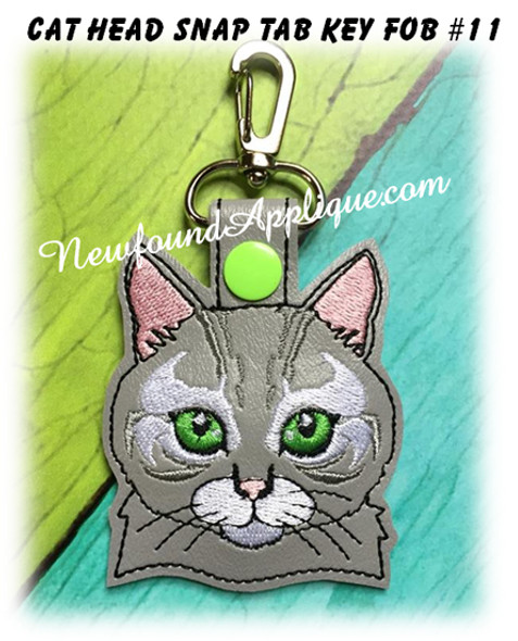 In the Hoop Cat Head Key Fob #11 Embroidery Machine Design