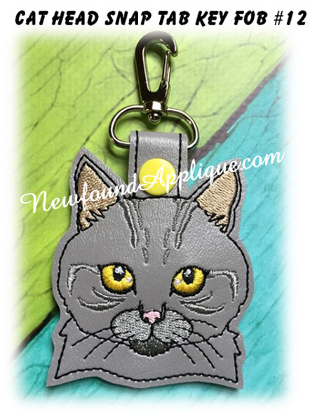 In the Hoop Cat Head Key Fob #12 Embroidery Machine Design