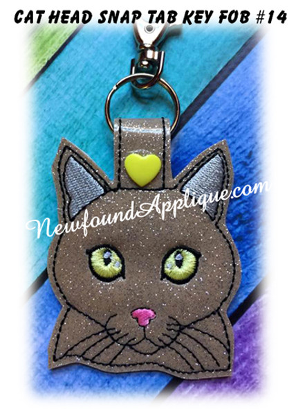 In the Hoop Cat Head Key Fob #14 Embroidery Machine Design