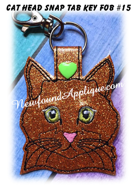In the Hoop Cat Head Key Fob #15 Embroidery Machine Design