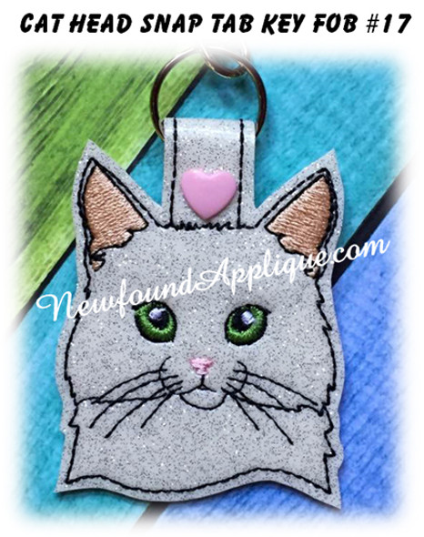 In the Hoop Cat Head Key Fob #17 Embroidery Machine Design