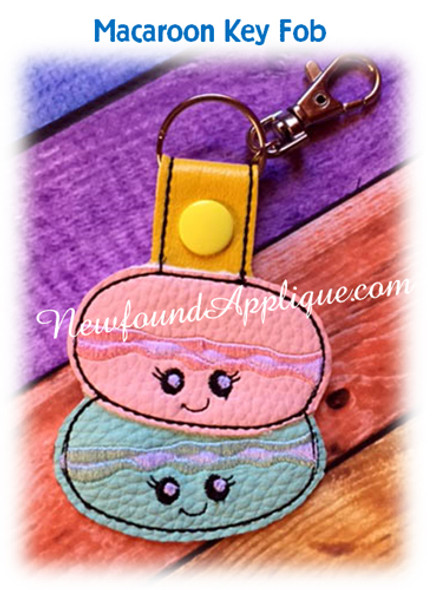 In The Hoop Macaroon Key Fob EMbroidery Machine Design