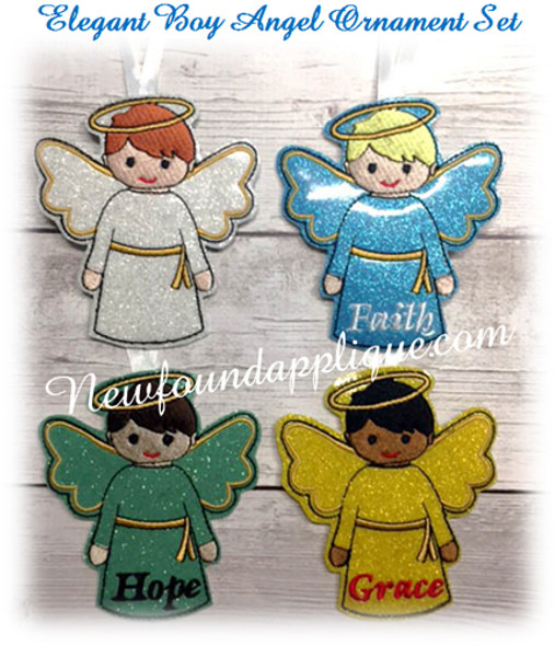 In The Hoop Elegant Boy Angel Embroidery Machine Design Set