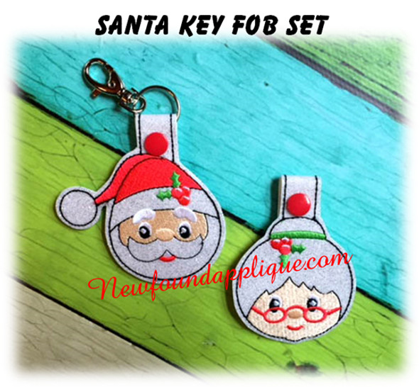 In the hoop Sant & Mrs Clause Key Fob Design Set