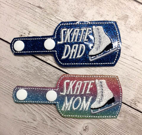 In The Hoop SKATE MOM & DAD Key Fob Embroidery Machine design SEt