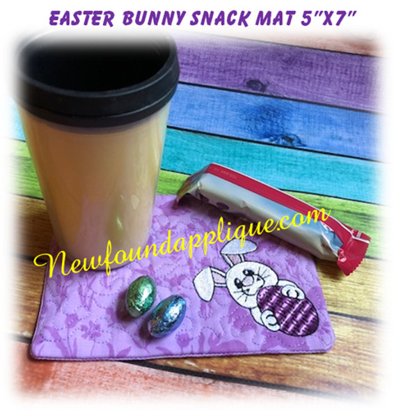 In The Hoop Easter Bunny Snack Mat Embroidery Machine Design