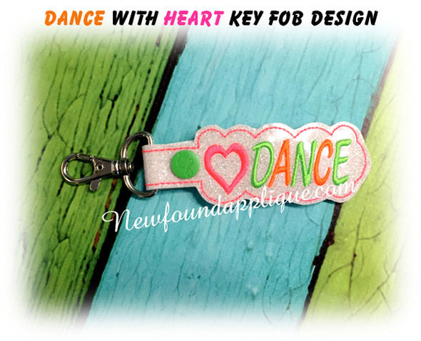 In The Hoop Dance With Heart Key Fob Embroidery Machine Design