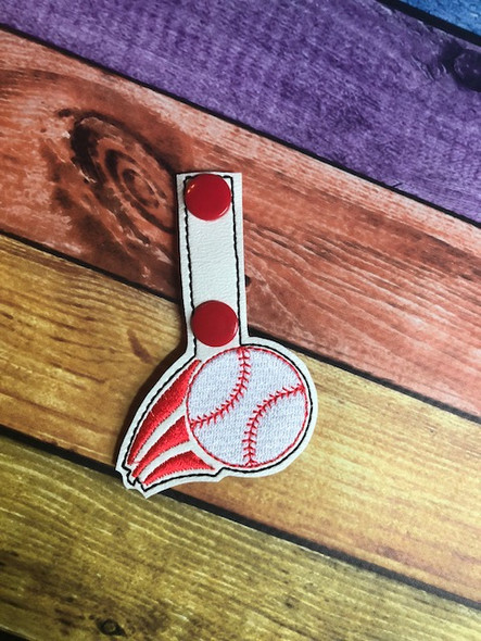 In The hoop Baseball Key Fob Embroidery Machine Design