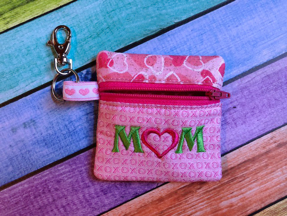 In the Hoop Mom  Zipped Coin Purse Embroidery Machine Design