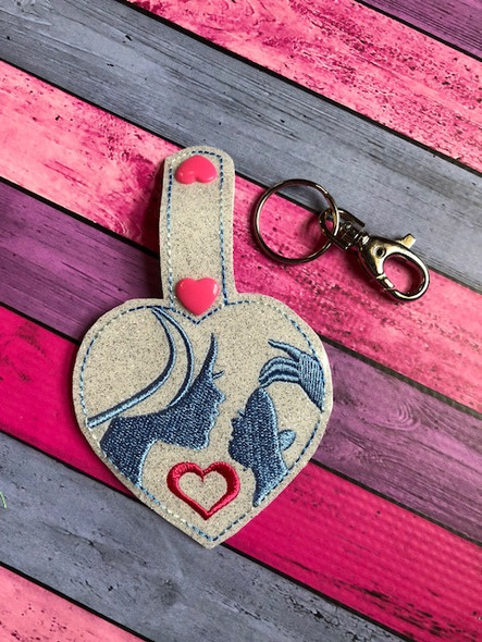 In The Hoop Mother And Son Key Fob Embroidery Machine Design