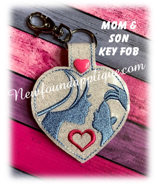 In The Hoop Mother And Son Key Fob Embroidery Machine Design