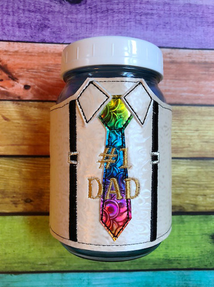 In the Hoop Shirt And Tie Jar Wrap For Dad Embroidery Machine Design