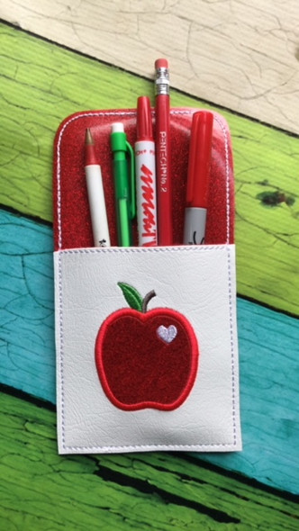 In The Hoop Apple Pocket Holder 5x7 Embroidery Machine Design