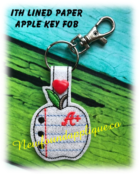 In the Hoop Lined Paper Apple Key Fob Embroidery Machine Design