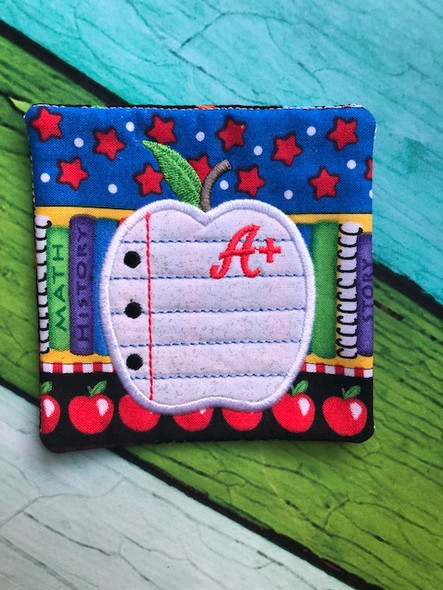 In the Hoop Lined Paper Apple Coaster Machine Embroidery Machine Design 