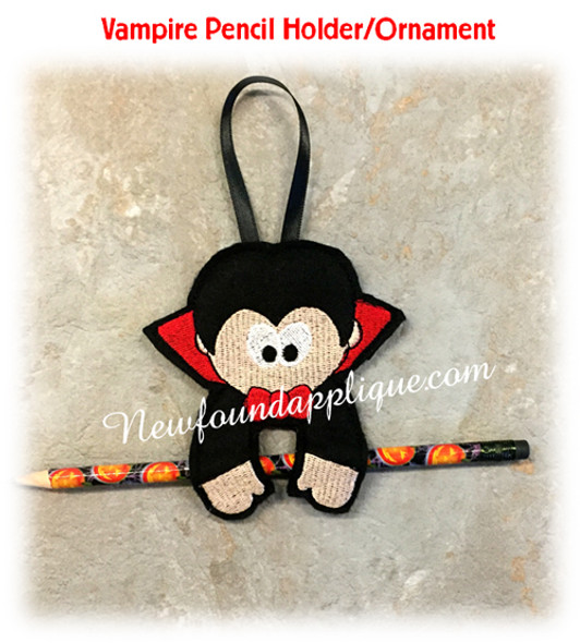 In The Hoop Halloween Ornament/Pencil Holder Vampire Embroidery Machine Design