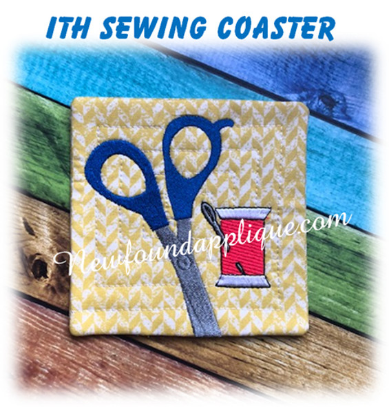 In The Hoop Sewing Coaster With Scissors Embroidery Machine Design