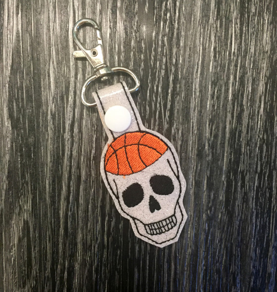 In The Hoop Skull Basketball Key Fob Embroidery Machine Design