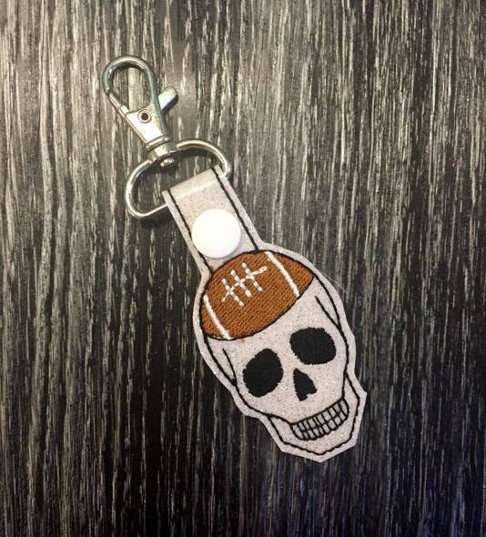 In The Hoop Skull Football Key Fob EMbroidery Machin Design