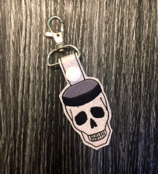 In The Hoop Hockey Puck Skull Key Fob Embroidery Machine Design