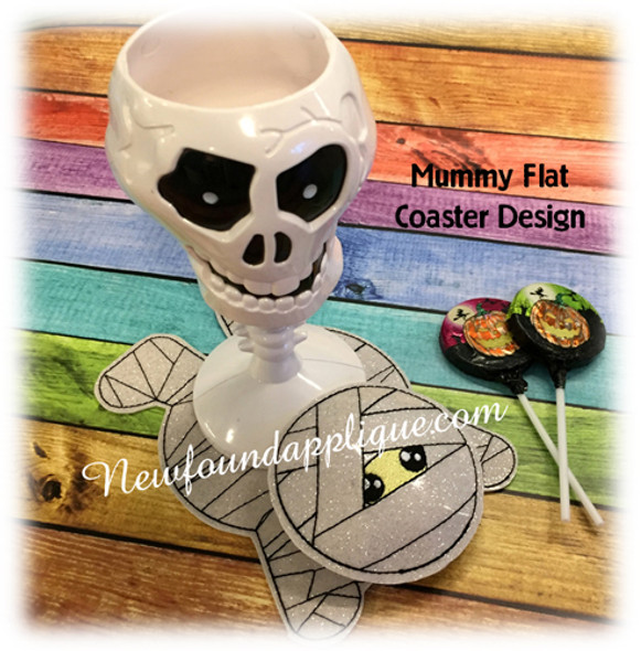 In The Hoop Mummy Flat Coaster Embroidery Machine Design