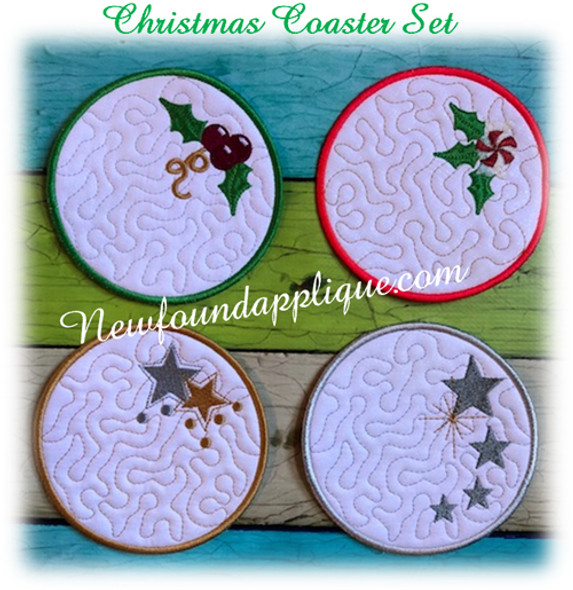 In The Hoop Christmas Coasters Embroidery Machine Design Set 2018