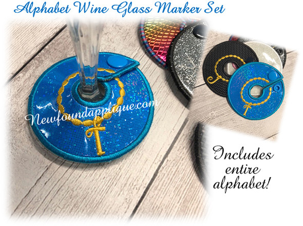 In The Hoop Alphabet Wine Marker EMbroidery Machine Design Set