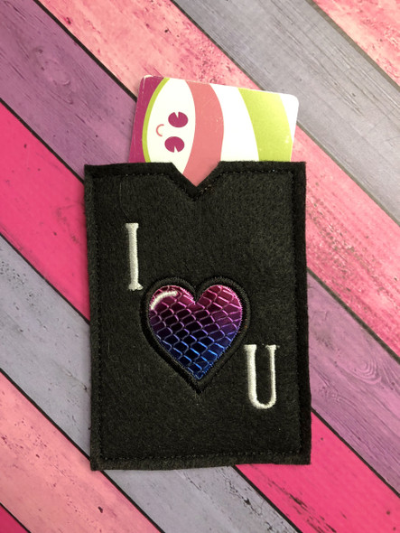 In The Hoop I Heart U Gift Card Holder EMbroidery Machine Design