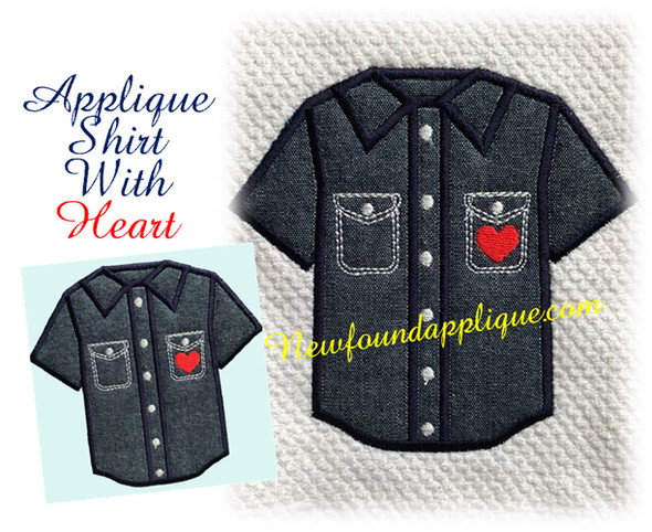 Shirt Applique With Heart Embroidery Machine Design Applique Shirt Applique With Heart Embroidery Machine Design Applique