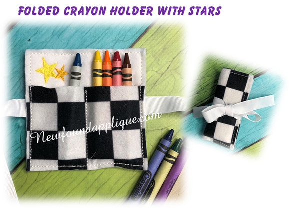 In The Hoop Folded Crayon Holder With Stars Embroidery Machine Design