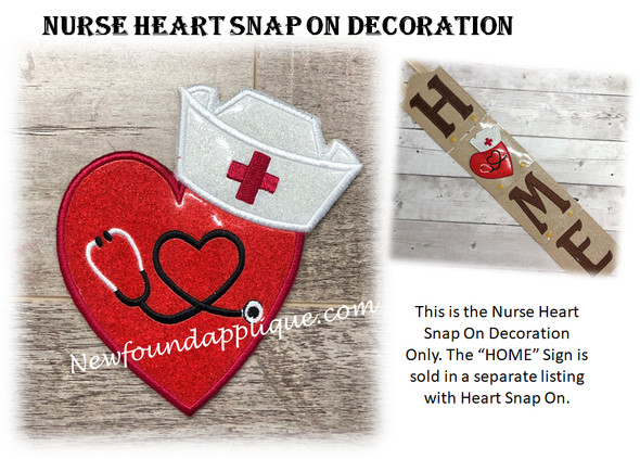 In The Hoop Nurse Heart Snap On Decoration Embroidery Machine Design