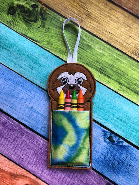 In The Hoop Sloth Crayon/Treat Holder Embroidery Machine Design